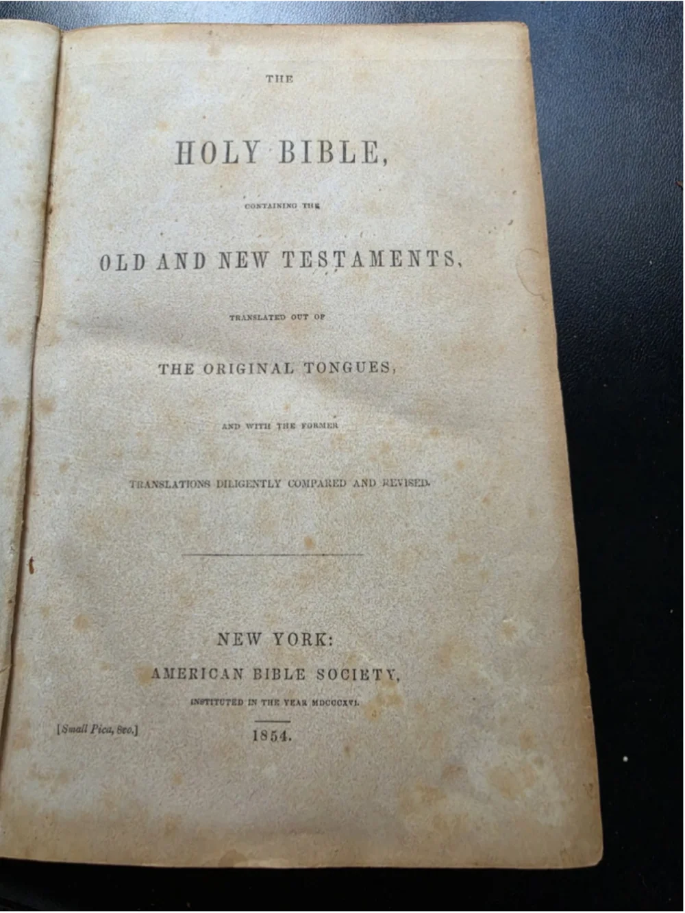 1854 Holy Bible Family Records LOWE DAMON Genealogy Pre Civil War Antique Book